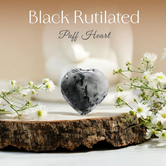 Black Rutilated Puff Heart