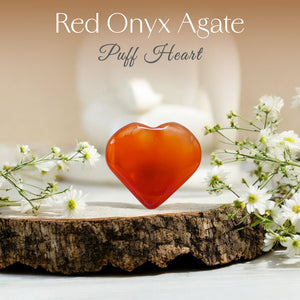 Red Onyx Agate Puff Heart