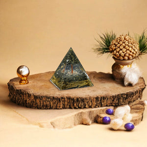 Pyrite Golden Spirals Orgone Crystal Pyramid