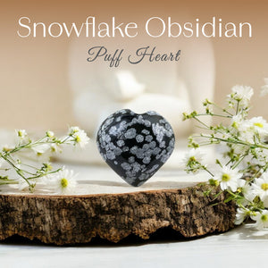 Snowflake Obsidian Puff Heart