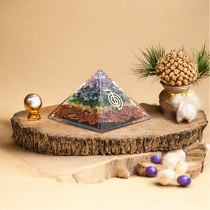 Seven Chakra Cho Ku Rei Orgone Crystal Pyramid