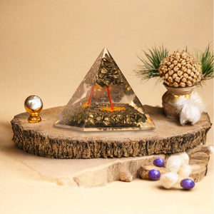 Pyrite Tree of Life Orgone Crystal Pyramid