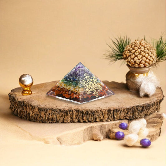 Seven Chakra Metatron’s Cube Orgone Crystal Pyramid