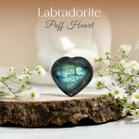 Labradorite Puff Heart