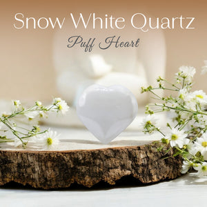 Snow White Quartz Puff Heart