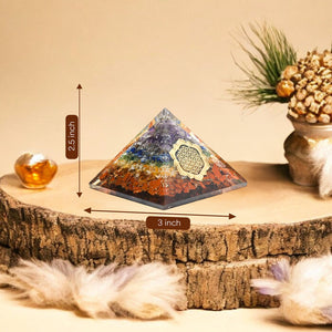 Seven Chakra Geometry Pattern Orgone Crystal Pyramid