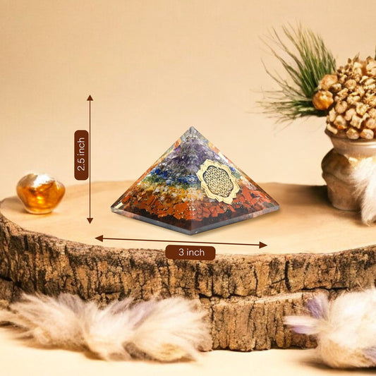 Seven Chakra Golden Metraton Orgone Crystal Pyramid