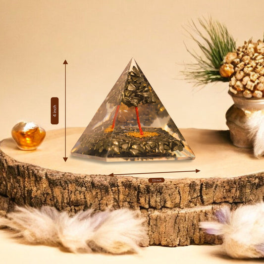 Pyrite Tree of Life Orgone Crystal Pyramid