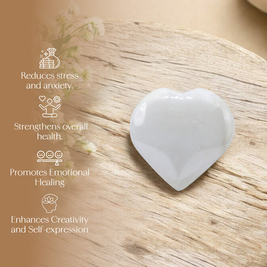 Snow White Quartz Puff Heart