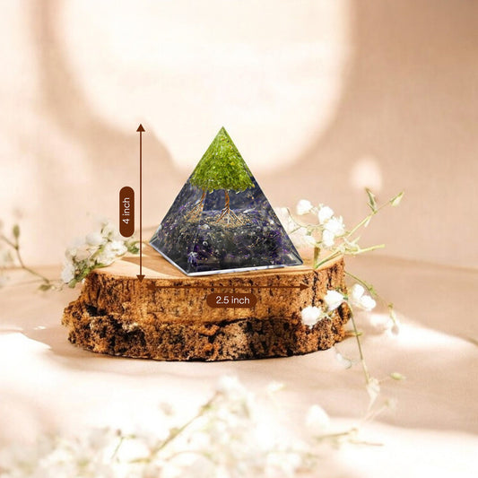 Amethyst and Peridot Orgone Crystal Pyramid