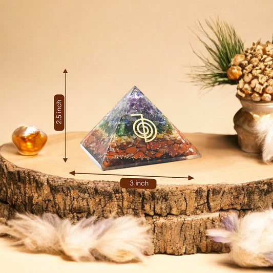 Seven Chakra Cho Ku Rei Orgone Crystal Pyramid