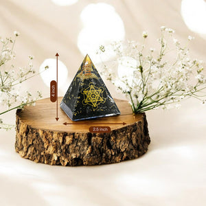 Black Tourmaline Metatron’s Cube Orgone Crystal Pyramid
