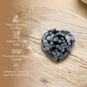 Snowflake Obsidian Puff Heart