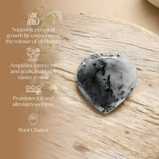 Black Rutilated Puff Heart