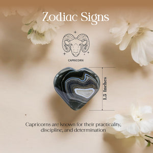 Black Onyx Agate Puff Heart