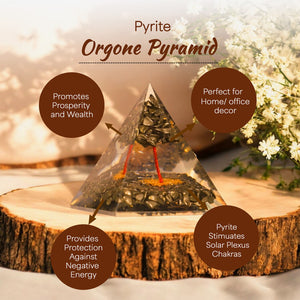Pyrite Tree of Life Orgone Crystal Pyramid