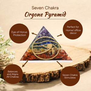 Seven Chakra Eye of Horos Orgone Crystal Pyramid