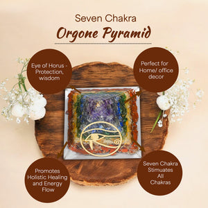 Seven Chakra Copper Coil Orgone Crystal Stone Pyramid
