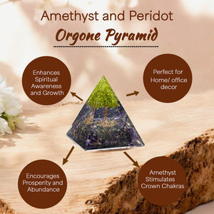 Amethyst and Peridot Orgone Crystal Pyramid