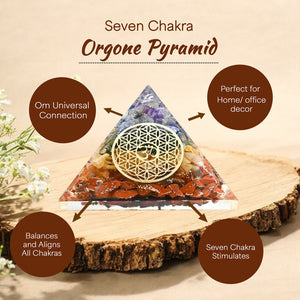 Seven Chakra Om Orgone Crystal Pyramid
