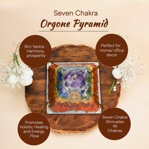 Seven Chakra Orgone Crystal Pyramid for Positivity