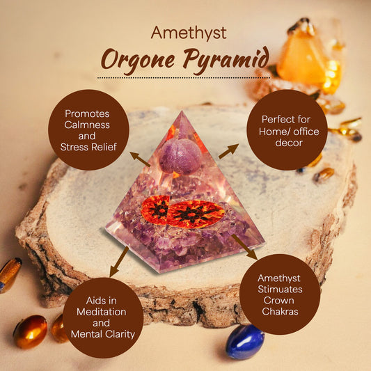 Amethyst Orgone Crystal Stone Pyramid