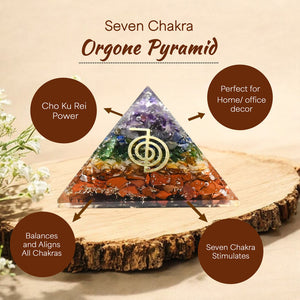 Seven Chakra Cho Ku Rei Orgone Crystal Pyramid