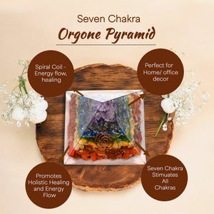 Seven Chakra Orgone Crystal Pyramid for health