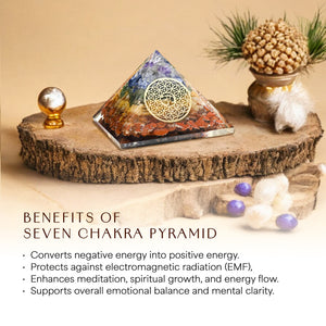 Seven Chakra Om Orgone Crystal Pyramid