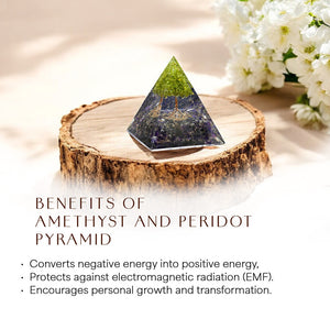 Amethyst and Peridot Orgone Crystal Pyramid