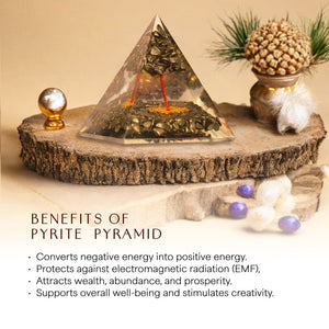Pyrite Tree of Life Orgone Crystal Pyramid