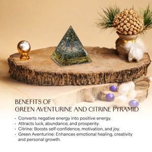 Green Aventurine and Citrine Orgone Pyramid