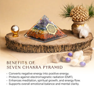 Seven Chakra Golden Metraton Orgone Crystal Pyramid