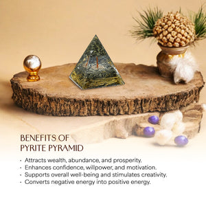 Pyrite Golden Spirals Orgone Crystal Pyramid