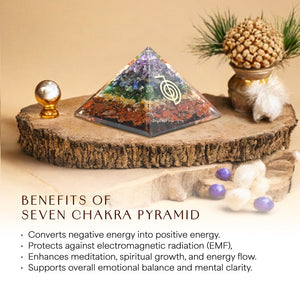 Seven Chakra Cho Ku Rei Orgone Crystal Pyramid