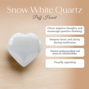 Snow White Quartz Puff Heart