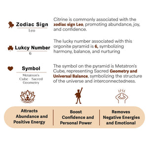 Citrine Orgone Crystal Pyramid With Metatron Grid