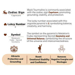 Black Tourmaline Metatron’s Cube Orgone Crystal Pyramid