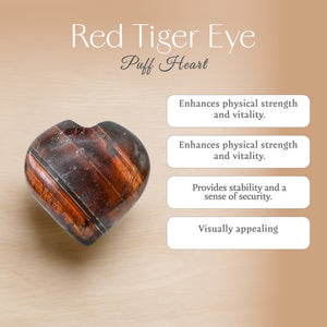 Red Tiger Eye Puff Heart