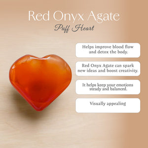 Red Onyx Agate Puff Heart