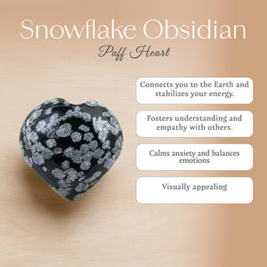 Snowflake Obsidian Puff Heart