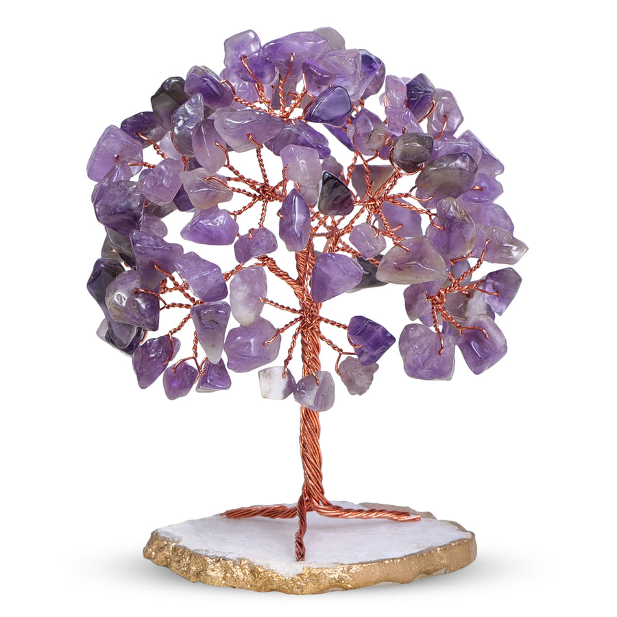 Amethyst Slice Base Crown Chakra Gemstone Tree for Peace and Calming