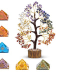 Seven Chakra Gemstone Tree and Orgone Pyramid Healing Crystal Set