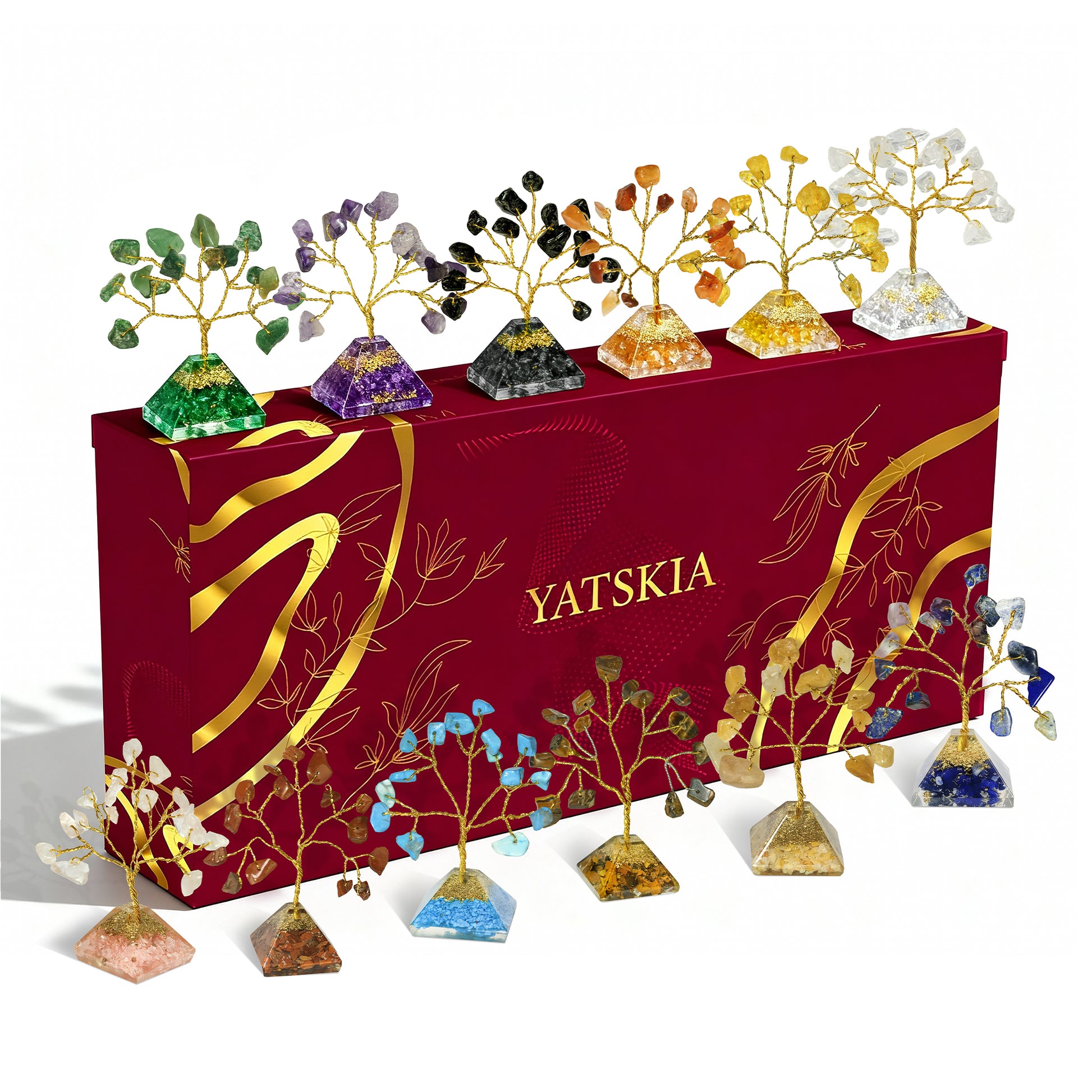 Crystal Tree Gift Set | Gemstone Tree For Gift | Christmas Gifts (Pyramid Base 2-3 Inch)