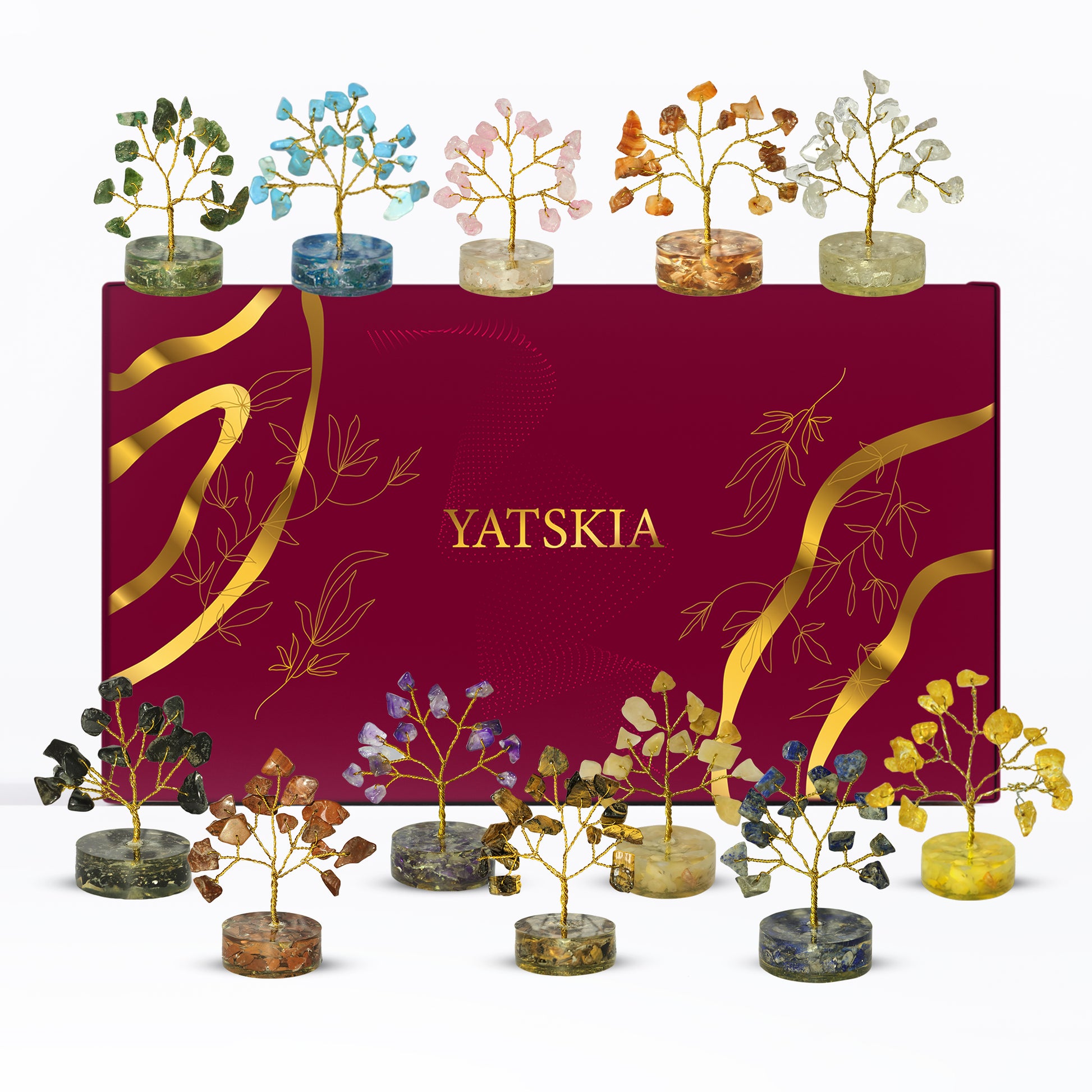 Crystal Tree Gift Set 12 Pcs ( 2-3 Inch ) Tree With Crystals (Orgone Base)