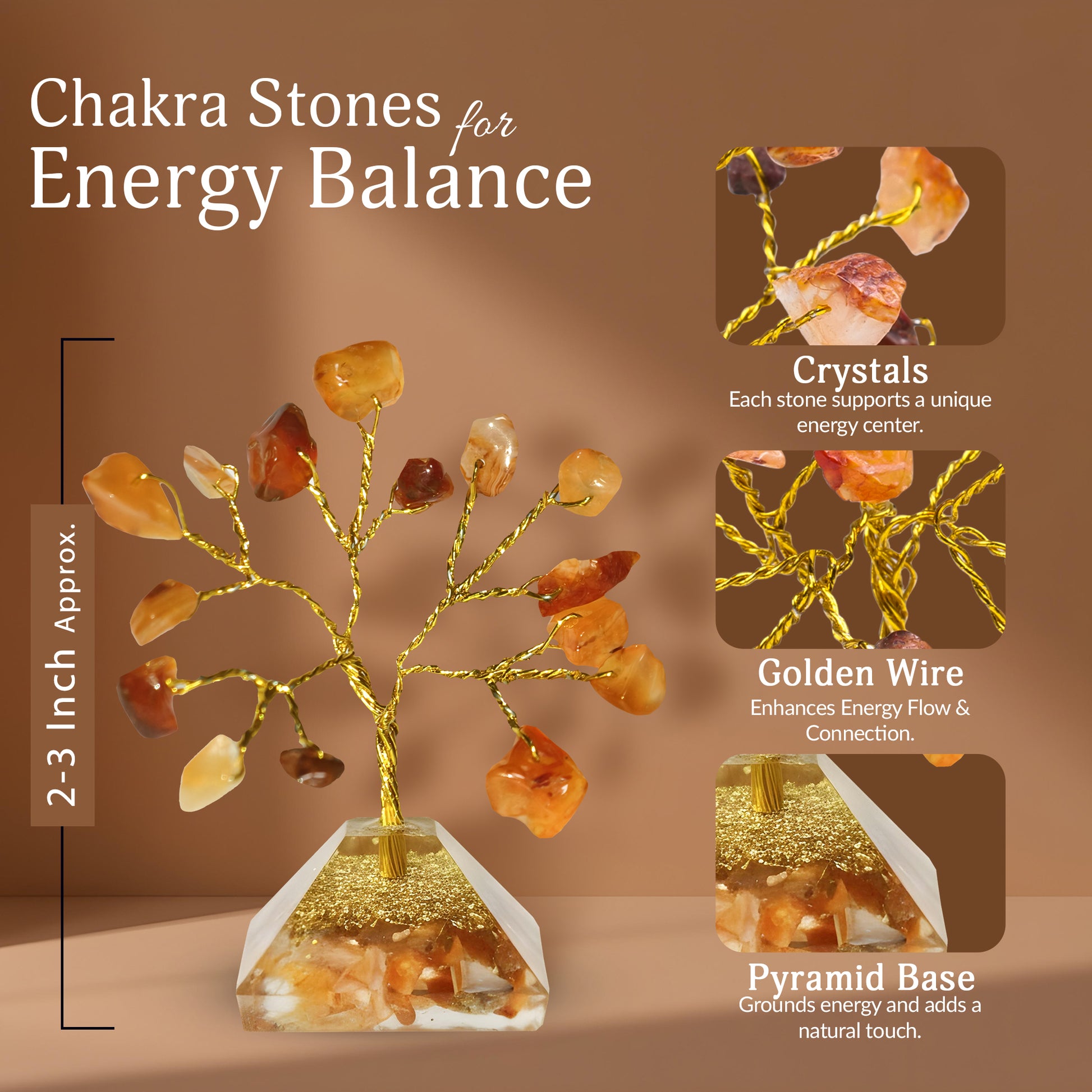 Crystal Tree Gift Set | Gemstone Tree For Gift | Christmas Gifts (Pyramid Base 2-3 Inch)