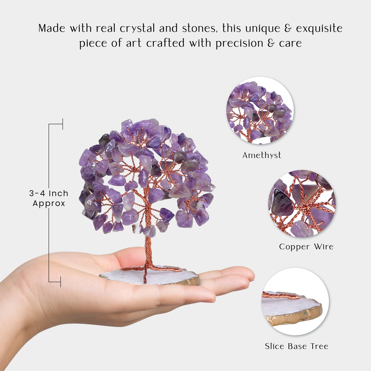 Amethyst Slice Base Crown Chakra Gemstone Tree