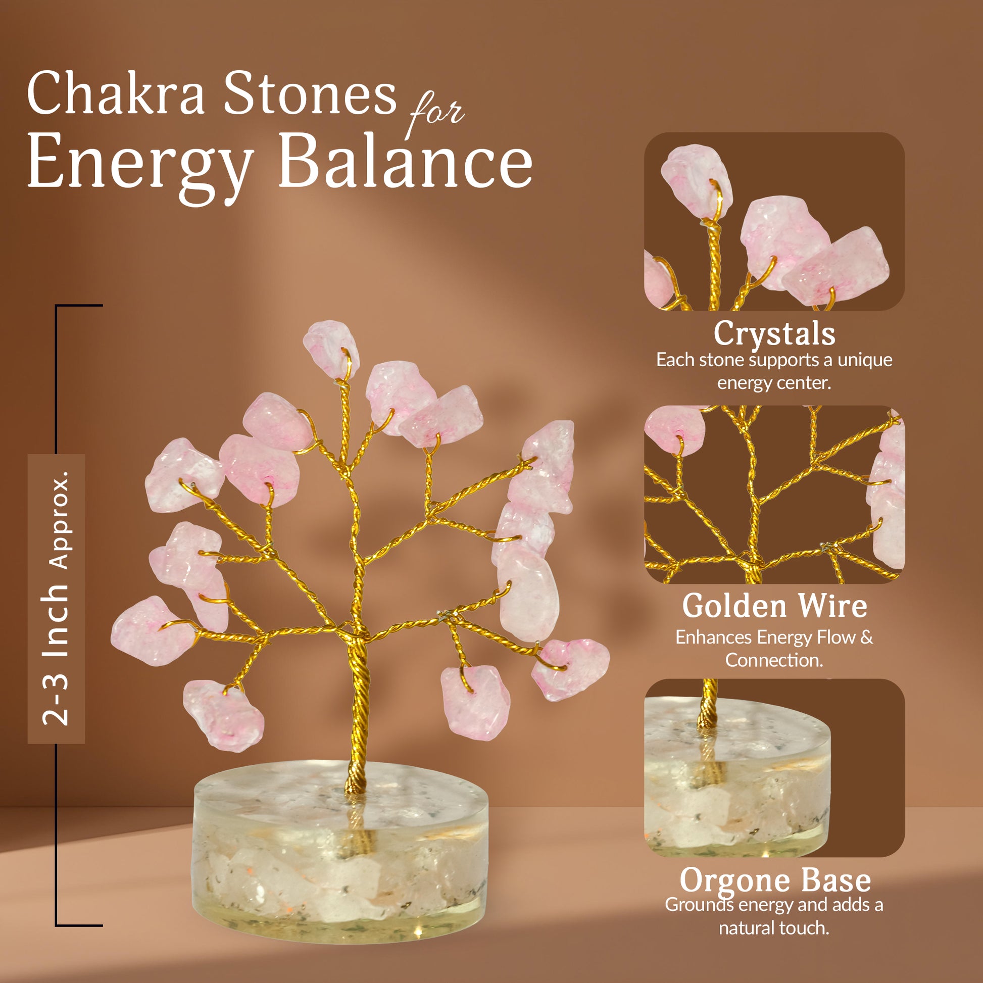 Crystal Tree Gift Set 12 Pcs ( 2-3 Inch ) Tree With Crystals (Orgone Base)