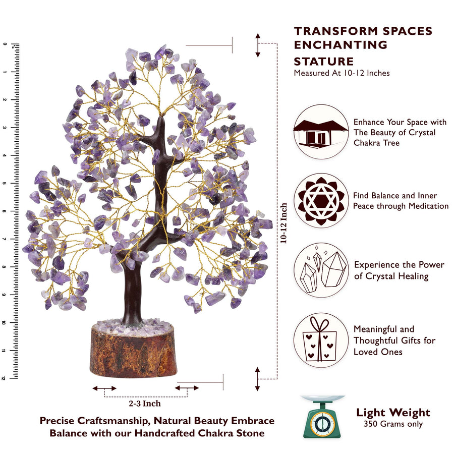 Yatskia Amethyst Crown Chakra Gemstone Tree for Intuition and Wisdom | 10-12 Inches