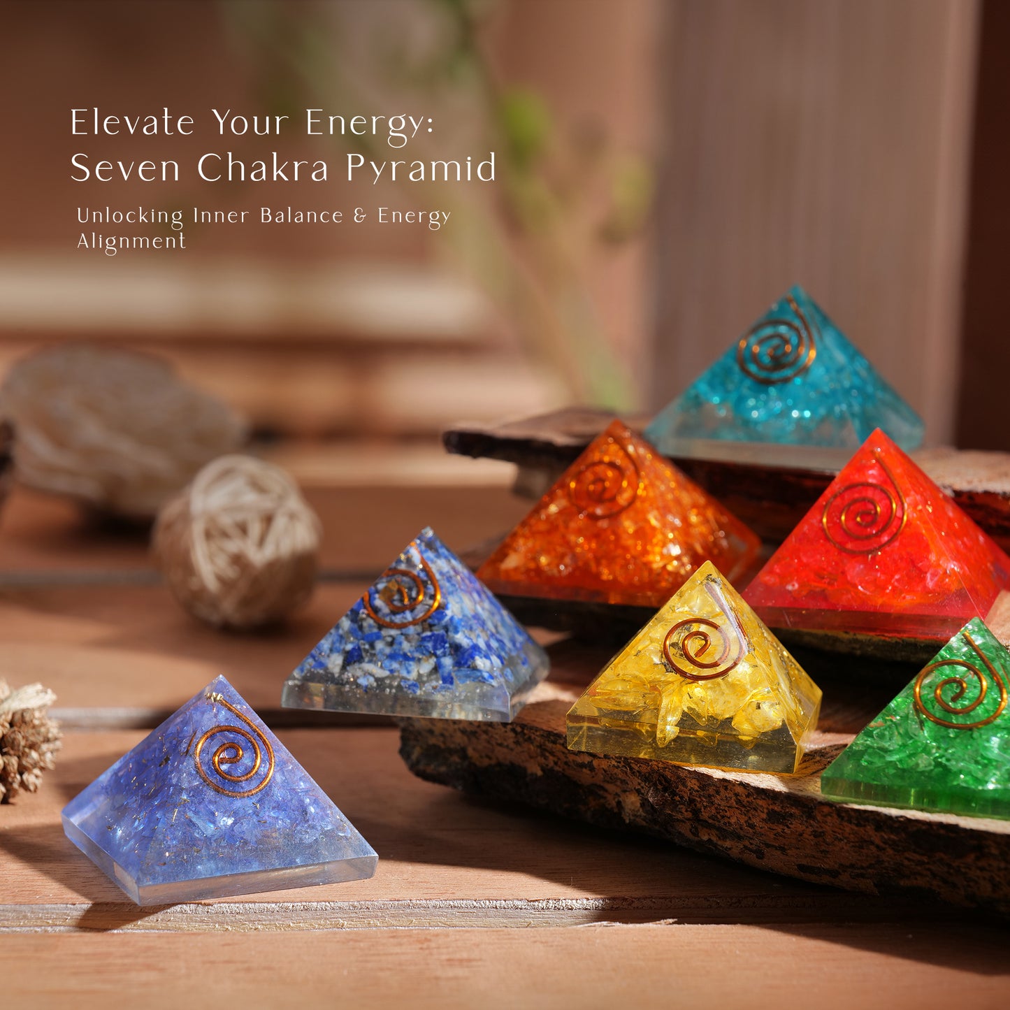 Seven Chakra Tree and Orgone Pyramid Set